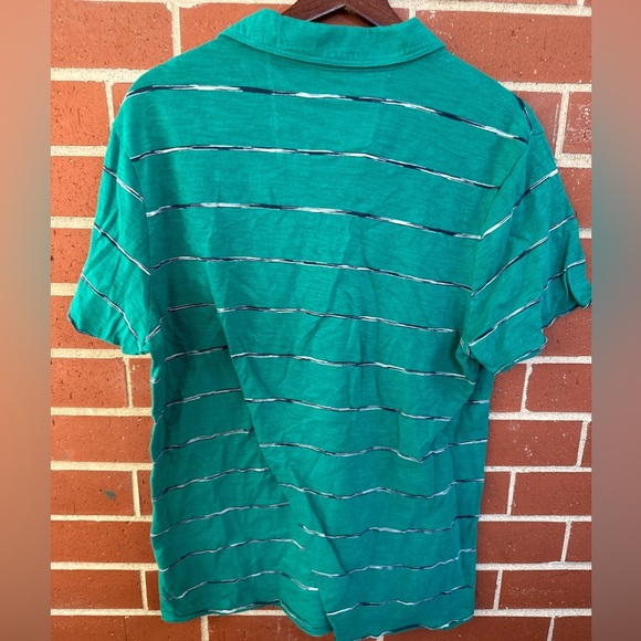 Banana Republic Slim Fit Slub Tee Polo Shirt Green Striped Men’s Large - Picture 2 of 3